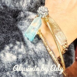 RAW AQUAMARINE BANGLE SET BRACELETS